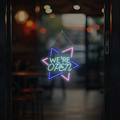 Star Shape We Are Open Neon