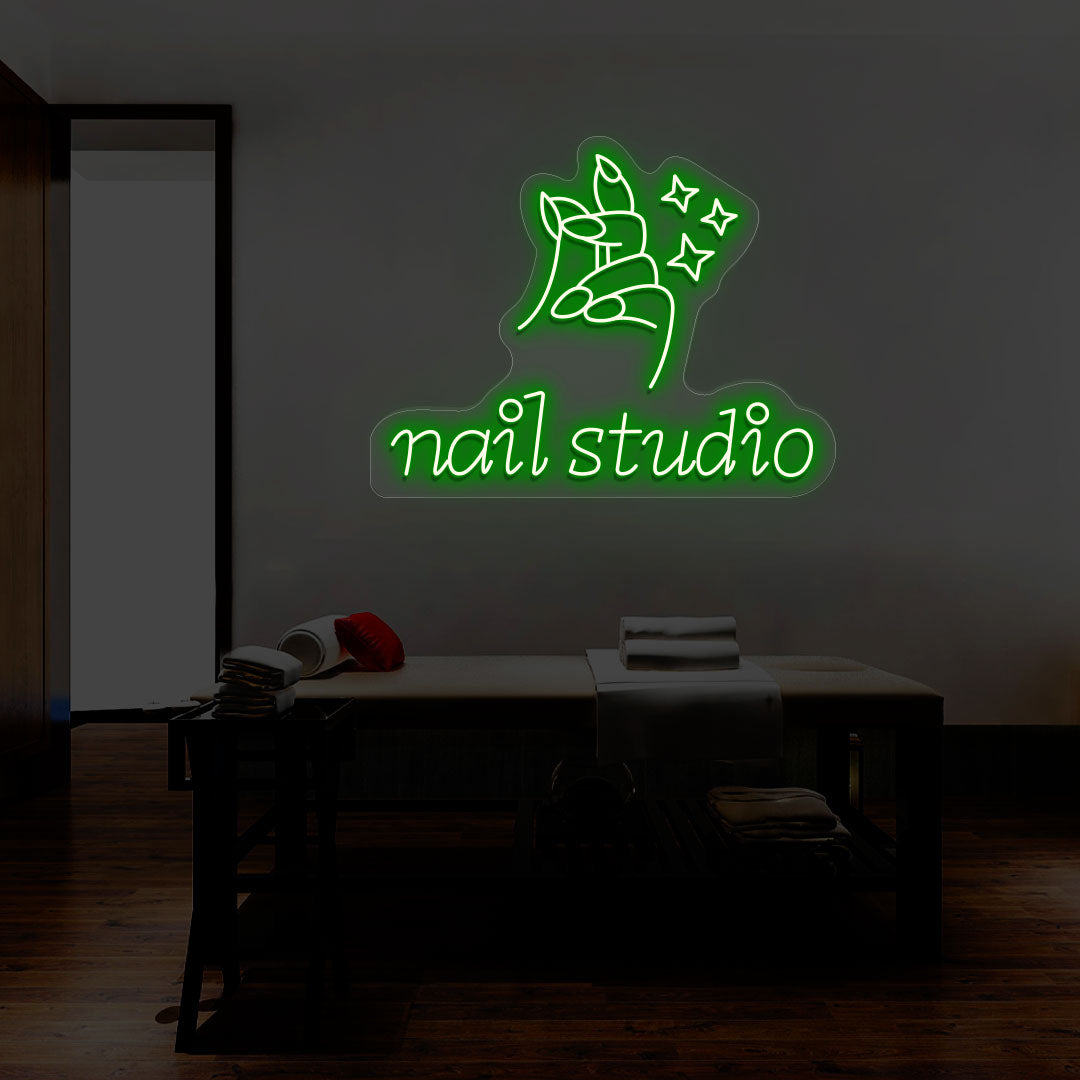 Nail Studio With Hand Neon Sign
