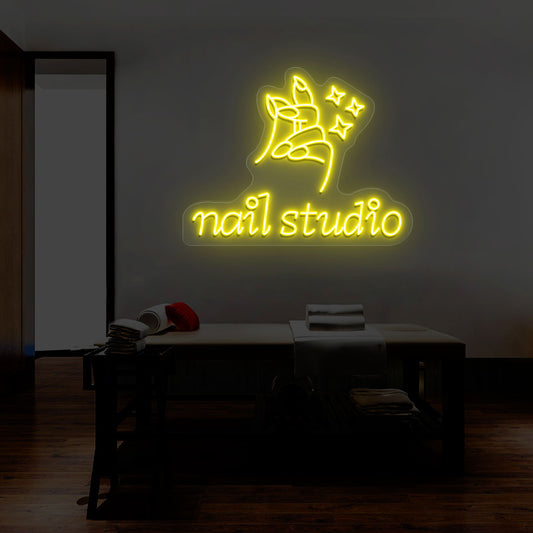 Nail Studio With Hand Neon Sign