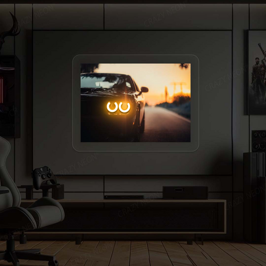 Challenger Headlight Neon Artwork Sign