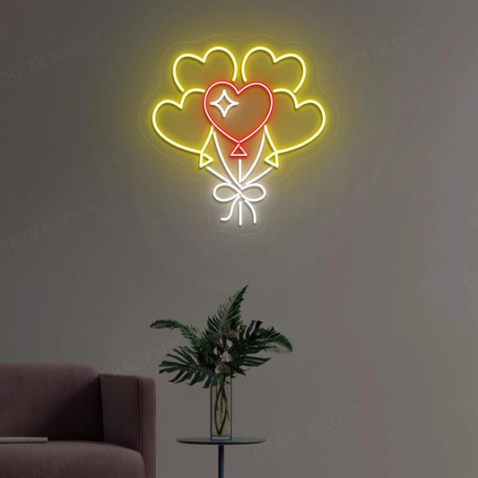 Heart Shape Balloons Neon Sign